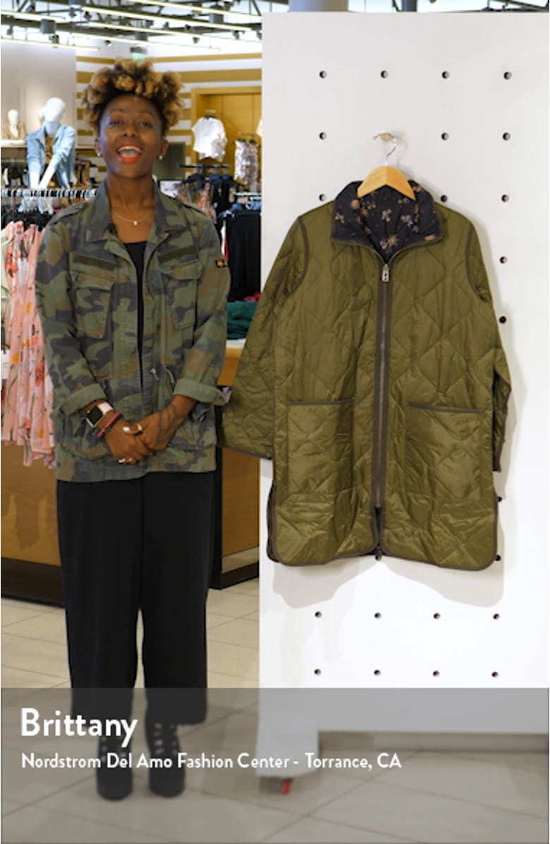 Forest Floral Reversible Quilted Liner Jacket, sales video thumbnail