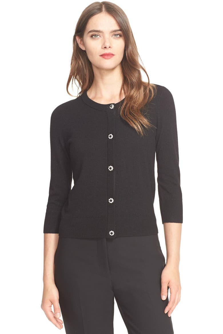 jewel button cardigan, Main, color, BLACK