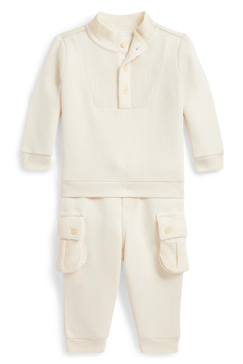 Kids' Fleece Sweatshirt & Cargo Pants Set, Main, color, CLUBHOUSE CREAM
