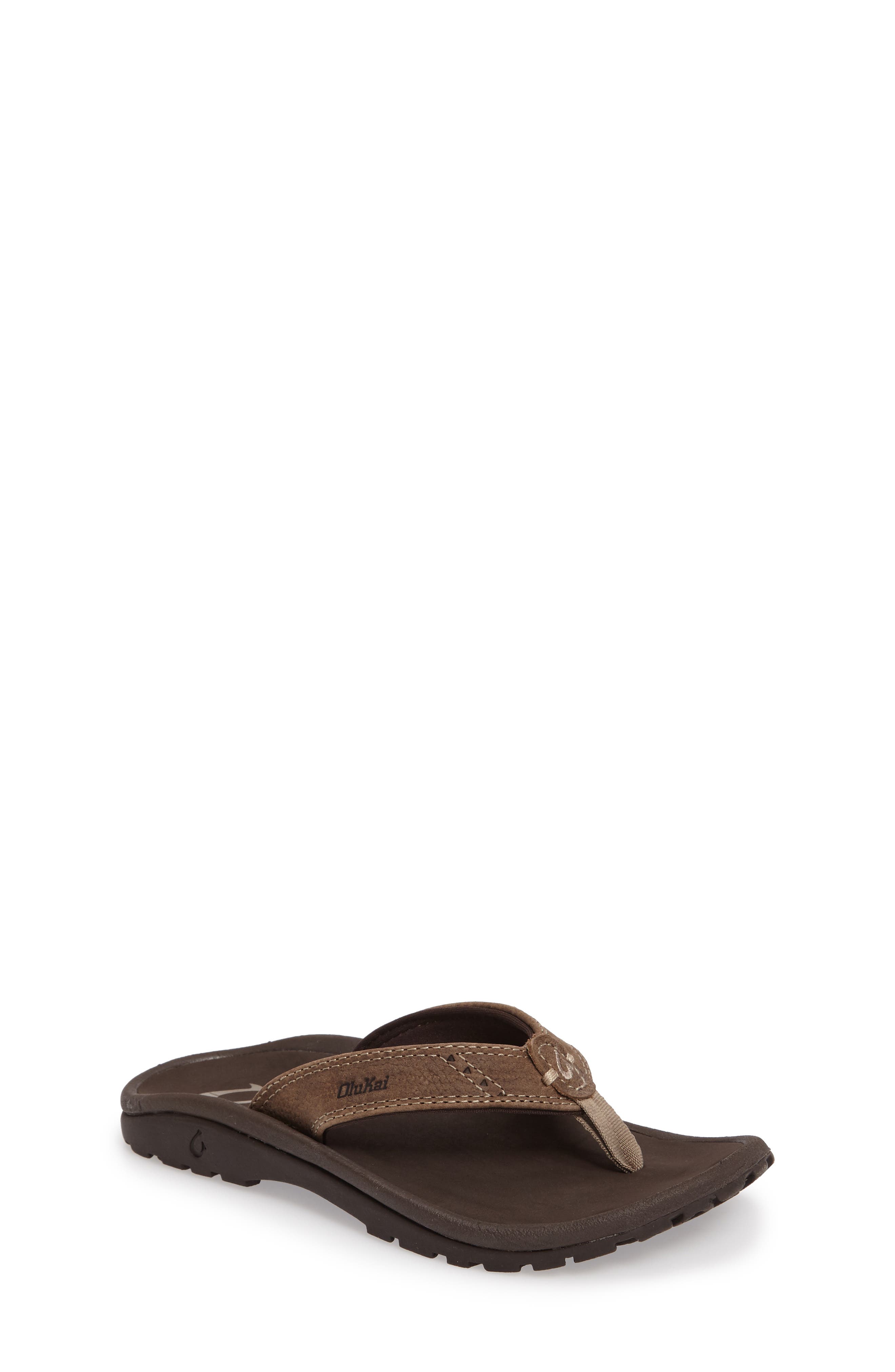 OluKai Nui Leather Flip Flop, Main, color, 