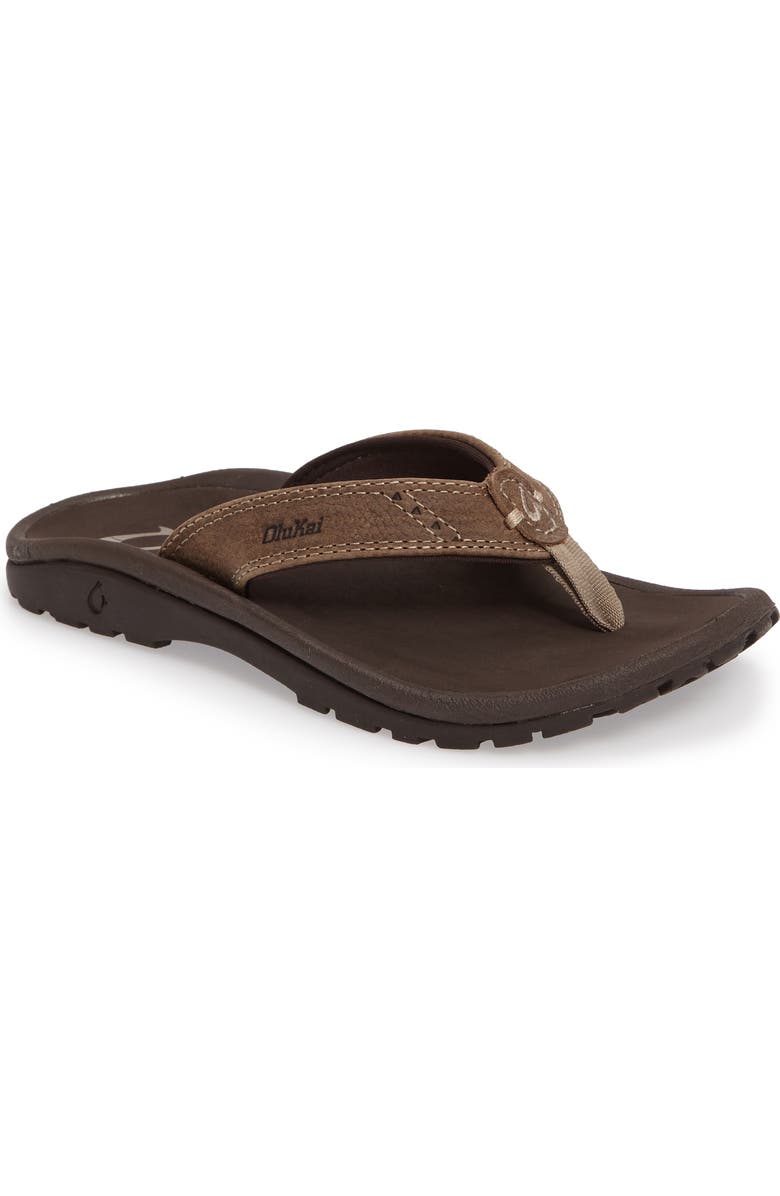 OluKai Nui Leather Flip Flop, Main, color,