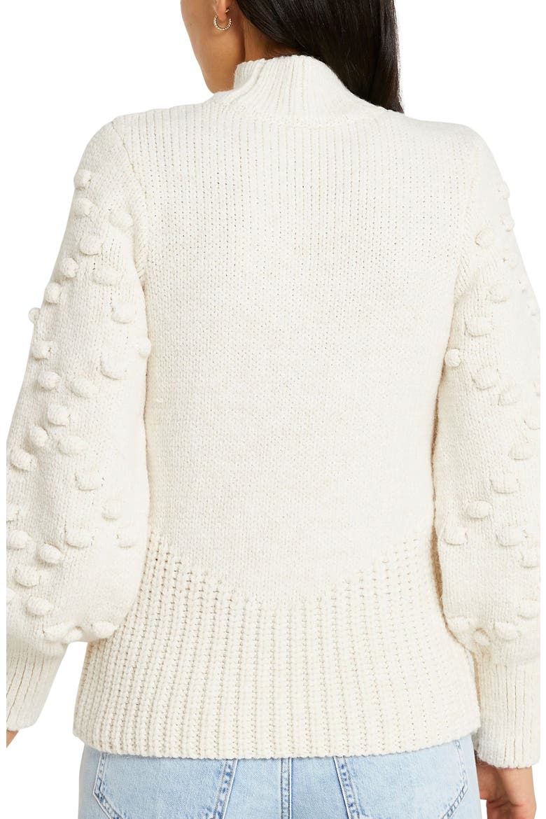 Flower Embroidered Pompom Sweater, Alternate, color, CREAM