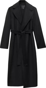 MANGO Wool Blend Wrap Coat