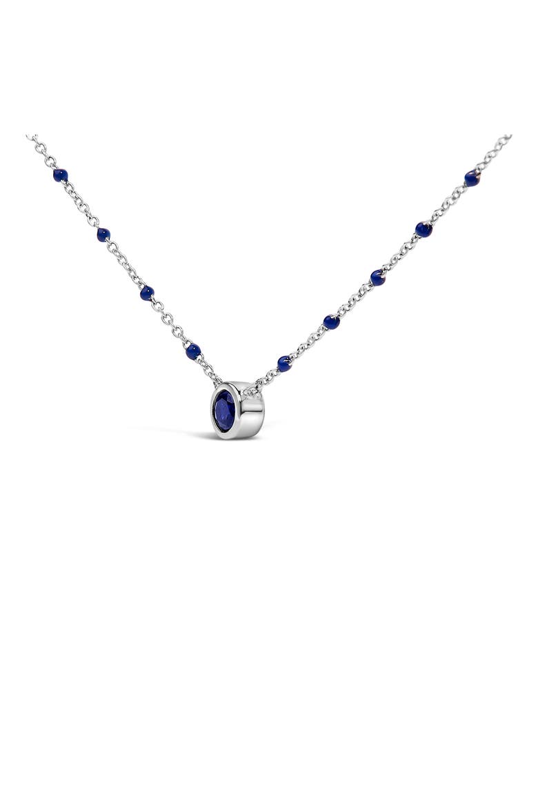 Sterling Silver Created Sapphire Bead Chain Necklace 18 Inch, Alternate, color, Silver