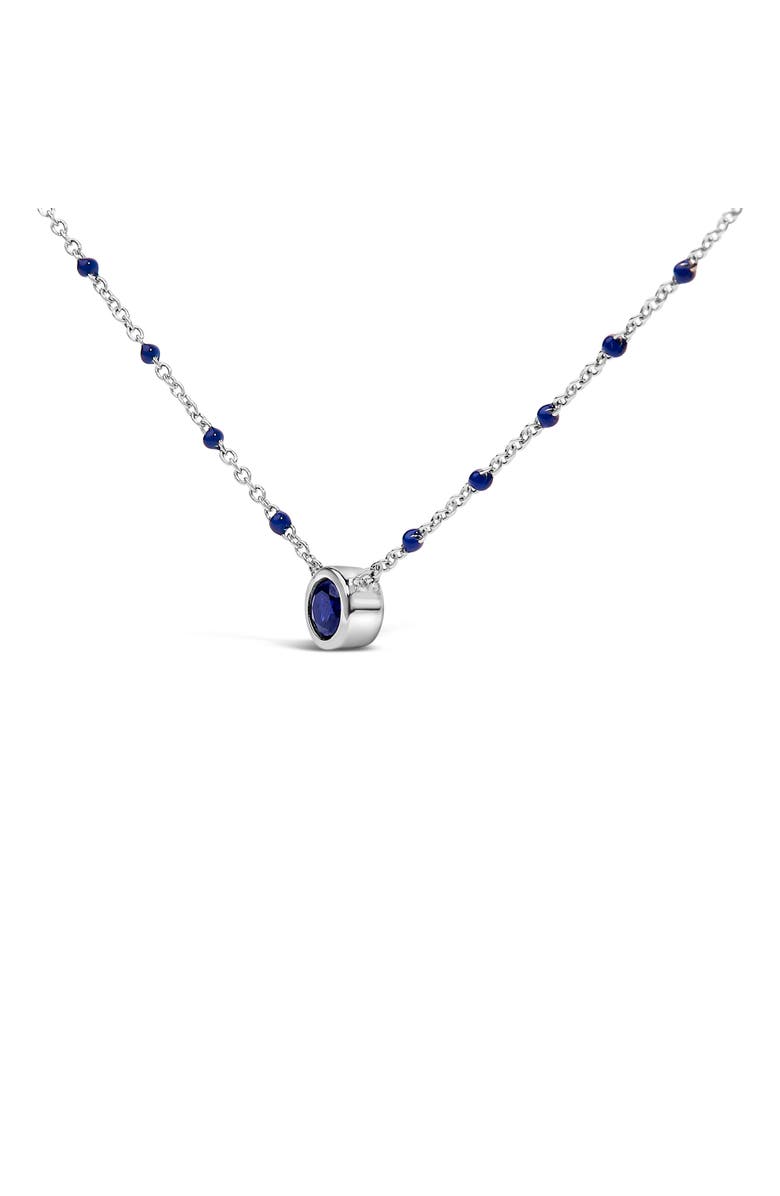 Haus of Brilliance Sterling Silver Created Sapphire Bead Chain Necklace 18 Inch, Alternate, color, Silver