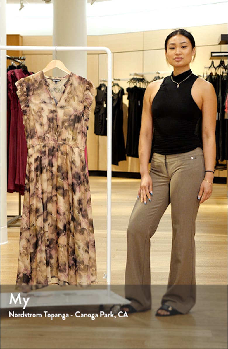 Allegra Abstract Print Ruffle Chiffon Midi Dress, sales video thumbnail