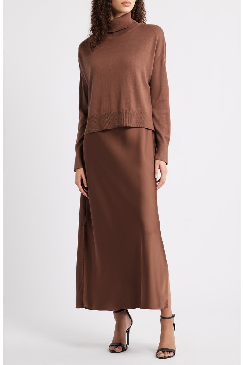 dress and sweater set QQAMB Dresses for Women Turtleneck Knitted Solid Color Thick Lapel Pullover Midi Navy 2XL Hazel and Olive sells boutique clothing similar to brands like Pink Lily V-Neck Knit Dress and Cardigan