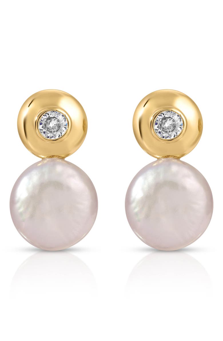 Ettika Majestic Freshwater Pearl Drop Earrings, Alternate, color, Gold