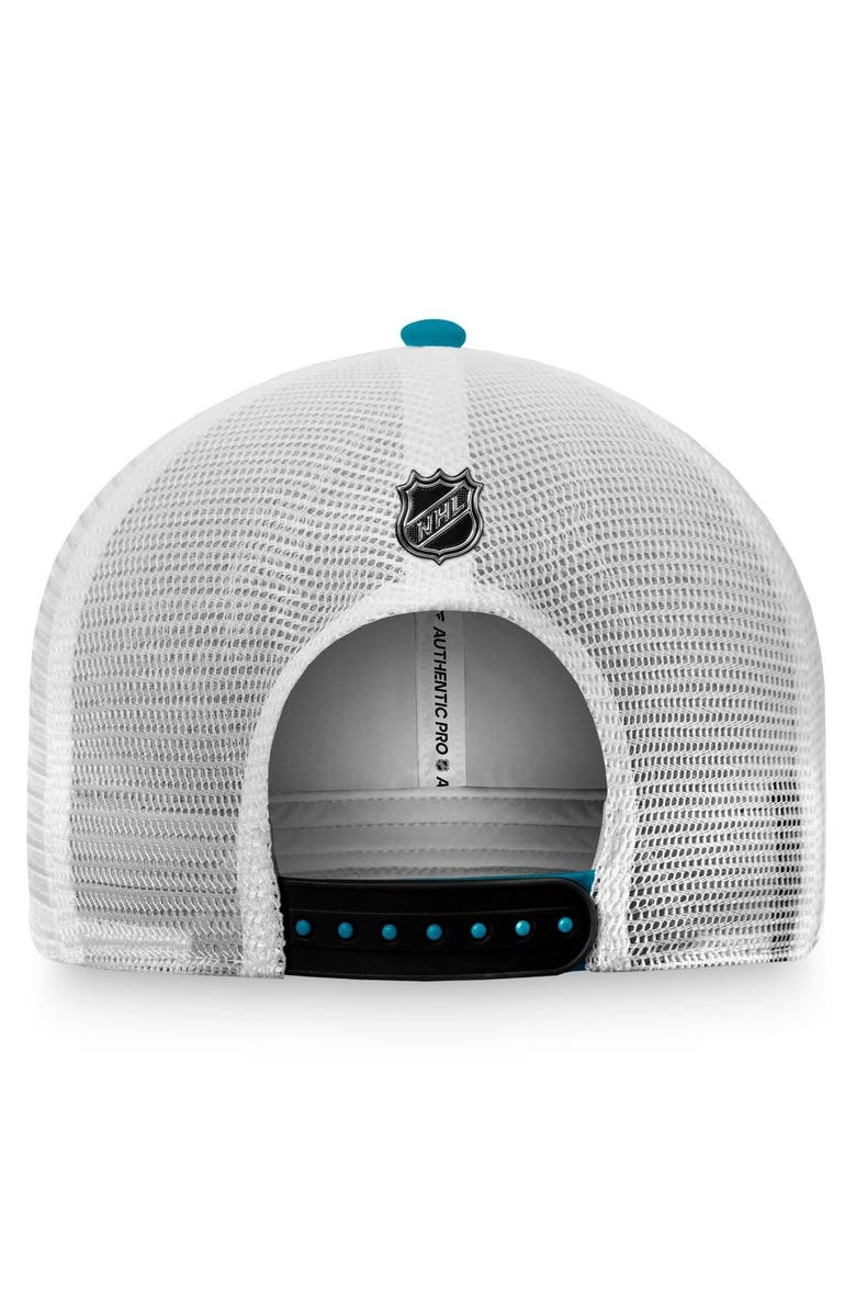 FANATICS Men's Fanatics Branded Teal/White San Jose Sharks Authentic Pro Rink Trucker Snapback Hat, Alternate, color, Teal