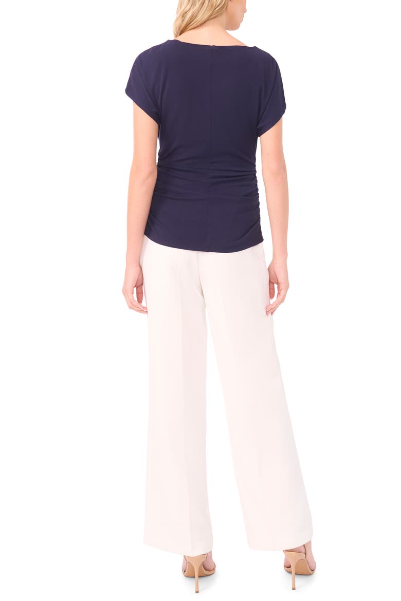 Shirred Dolman Short Sleeve Ponte Top, Alternate, color, CLASSIC NAVY