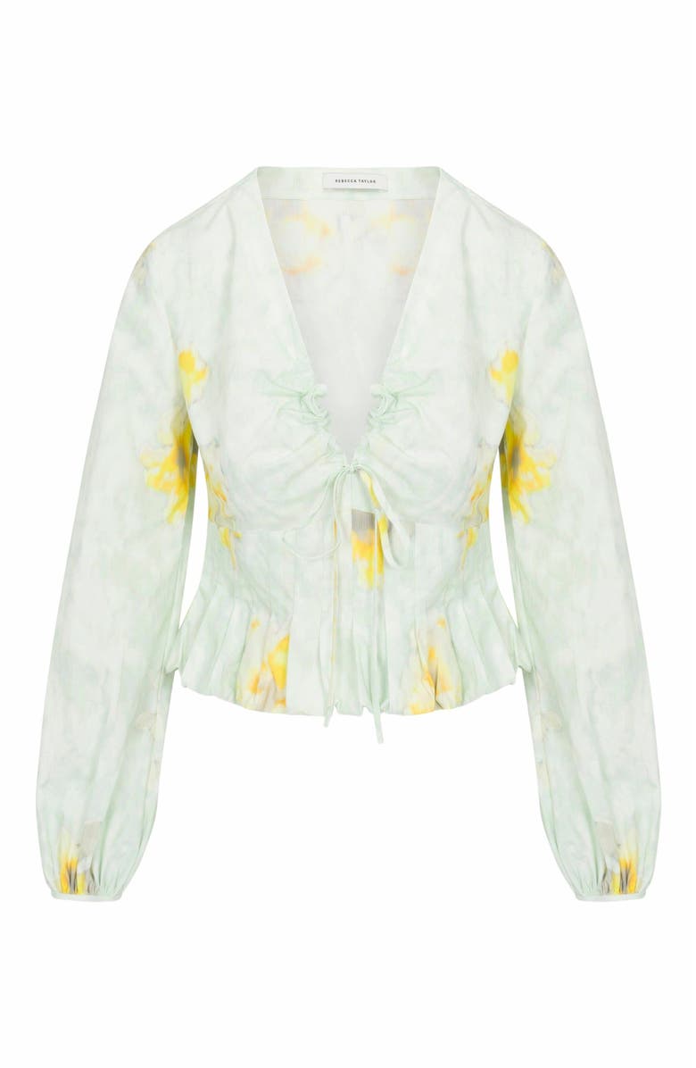 Rebecca Taylor Yara Poplin Blouse, Alternate, color, Sage Combo