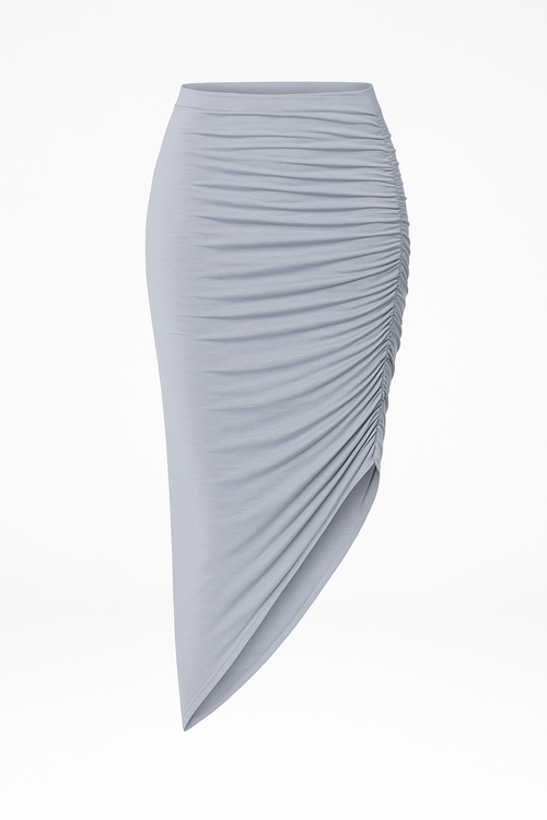 Lo+jayne The Cinched Asymmetrical Micro Modal Skirt