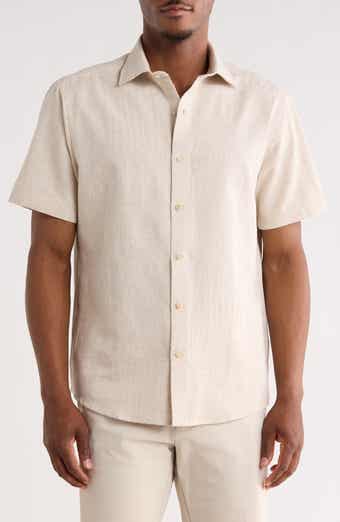 Quill Short Sleeve Cotton & Linen Button-Up Shirt