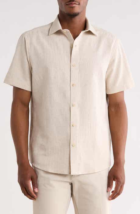 Quill Short Sleeve Cotton & Linen Button-Up Shirt