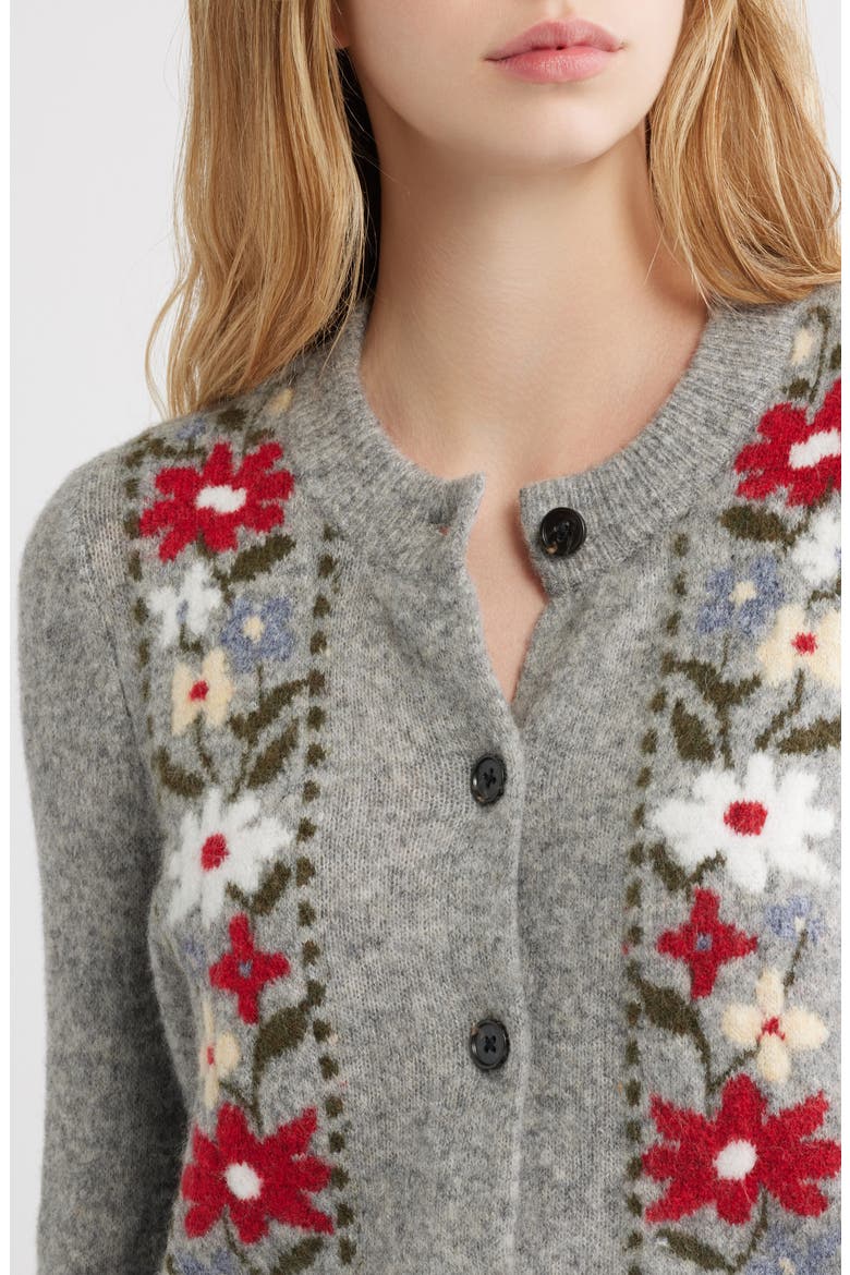Millie Embroidered Cardigan, Alternate, color, GREY FLORA