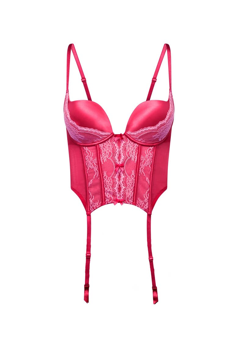 Renea Push Up Plunge Bustier, Alternate, color, Dark pink