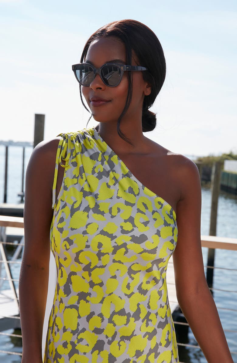 London Times Ruched Asymmetric One-Shoulder Maxi Dress, Alternate, color,