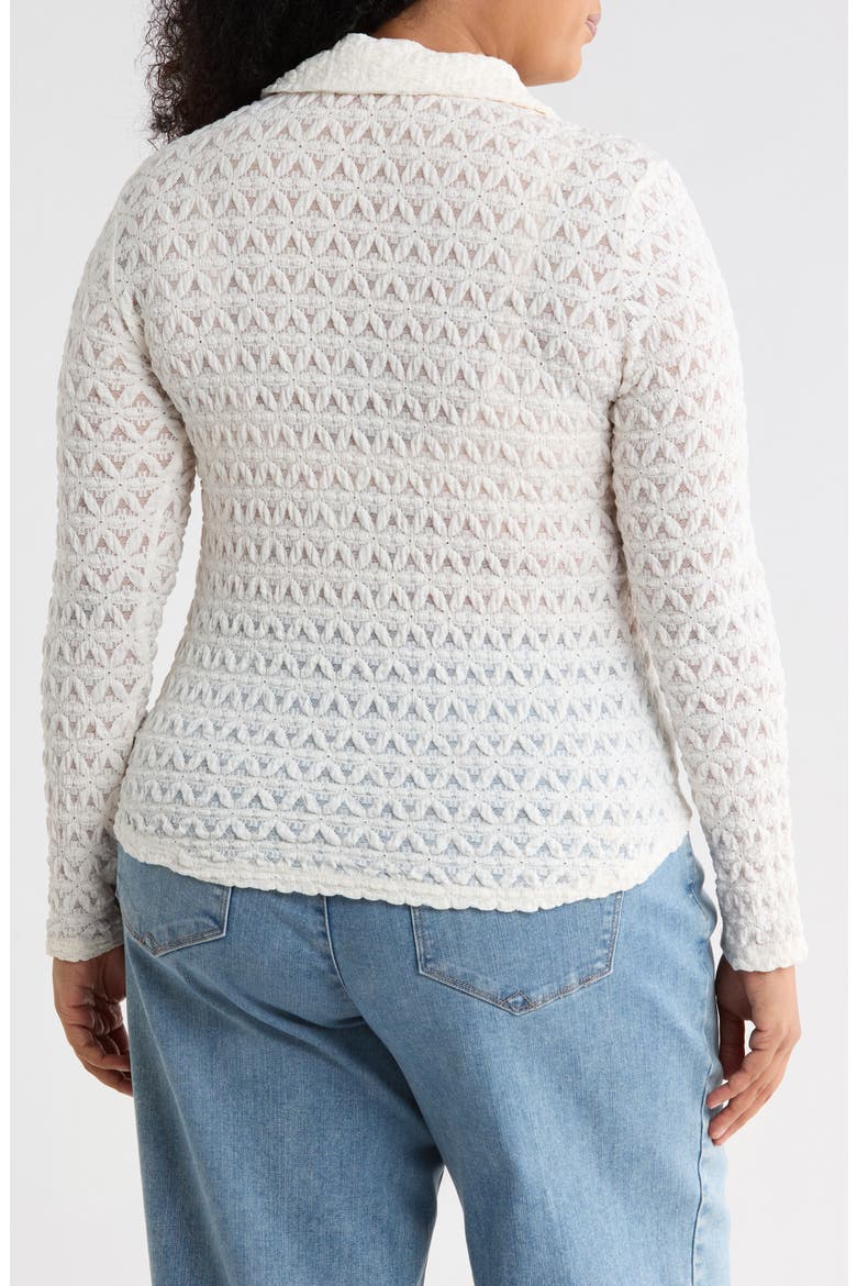 Pucker Up Dreamgirl Semisheer Cotton Blend Lace Button-Up Shirt, Alternate, color, IVORY CHALK