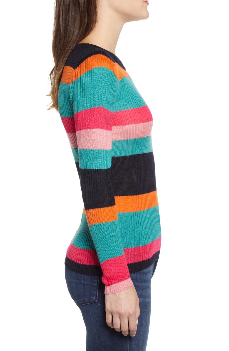 Cotton Emporium Rainbow Skivvy Stripe Sweater, Alternate, color, 