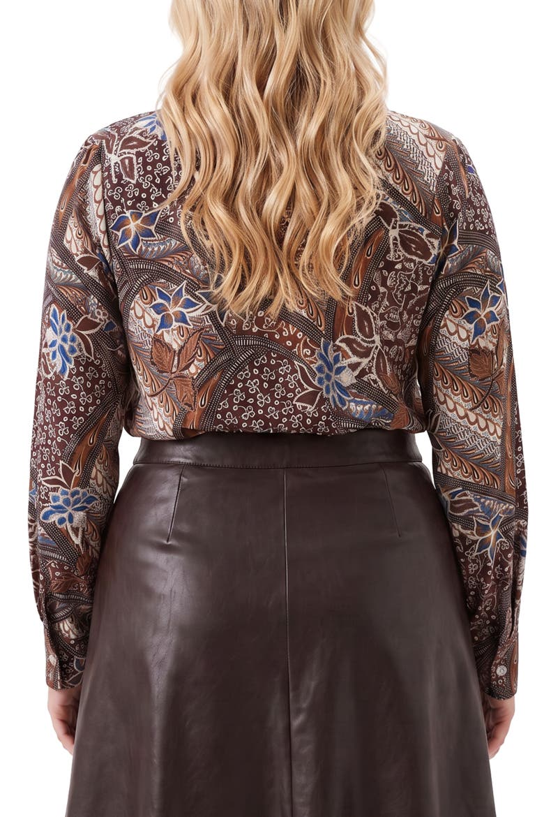 Bow Split Neck Long Sleeve Top, Alternate, color, PRINT