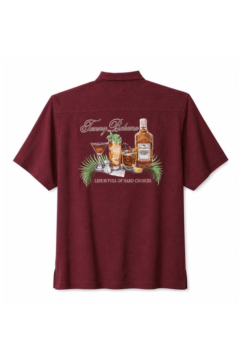 Life Is Full Of Hard Choices Silk Camp Shirt, Alternate, color, PINOT NOIR