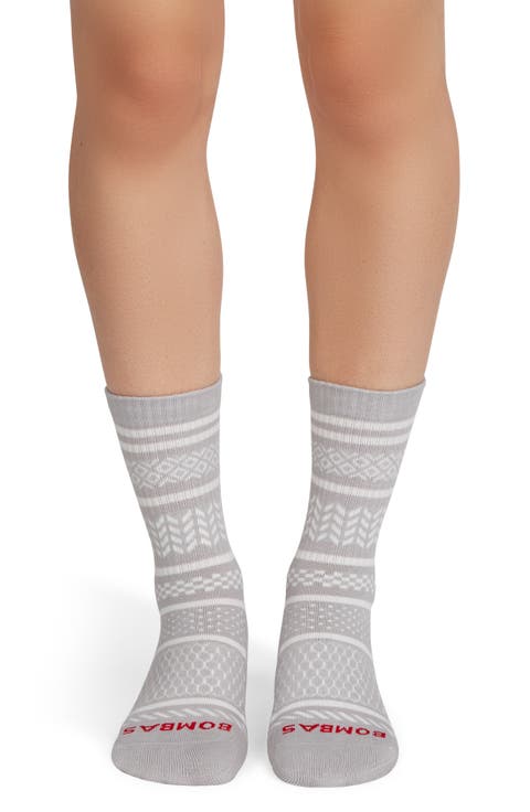 Check Fair Isle Cotton Blend Crew Socks