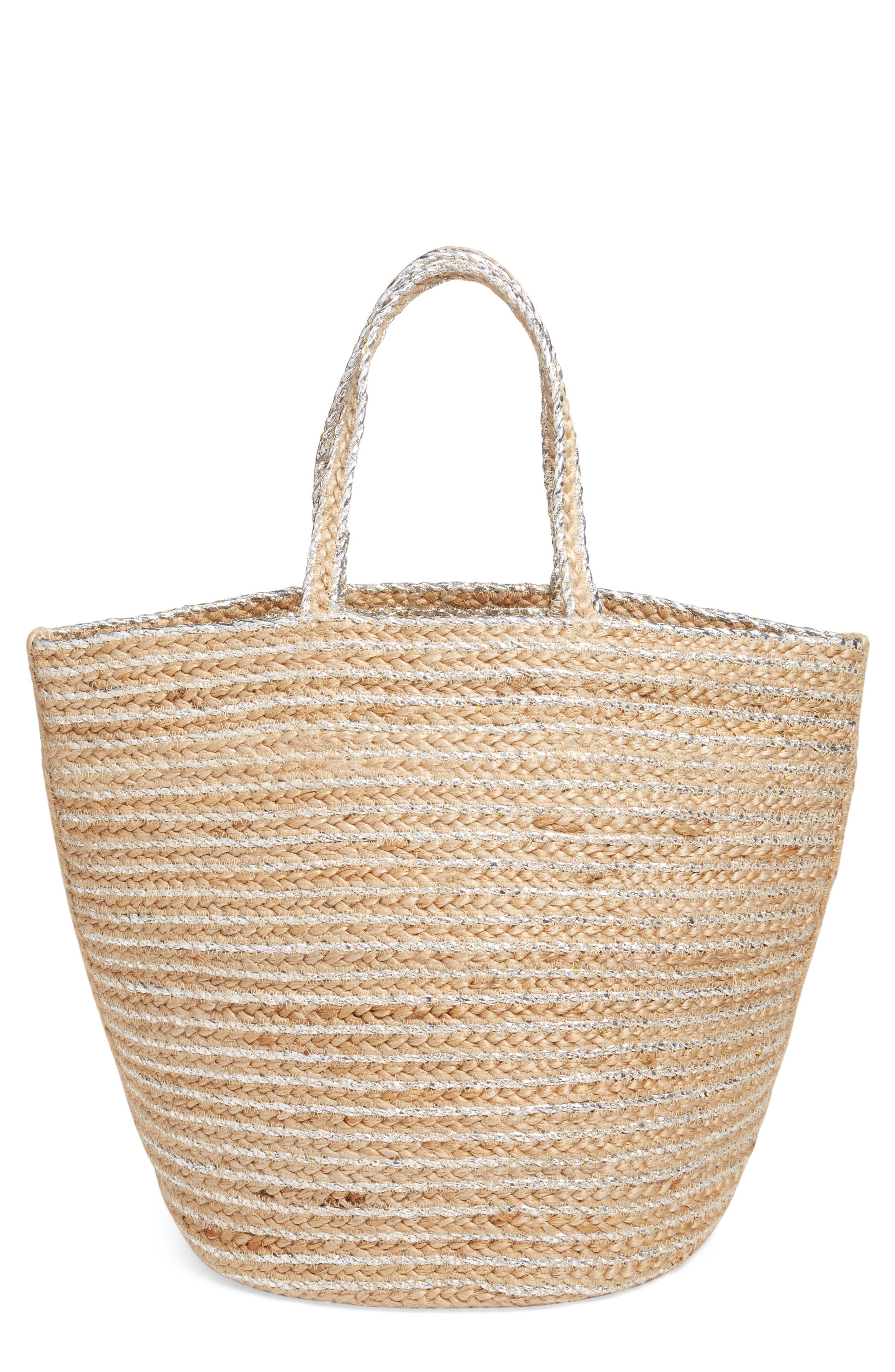 Shiraleah Veronica Metallic Woven Tote, Main, color, 