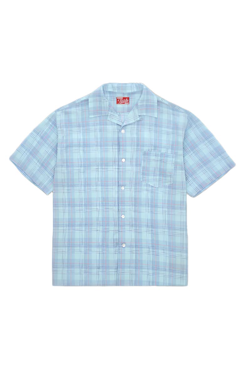 Fortela Strike Bowling Cotton Check Shirt, Main, color, Sky
