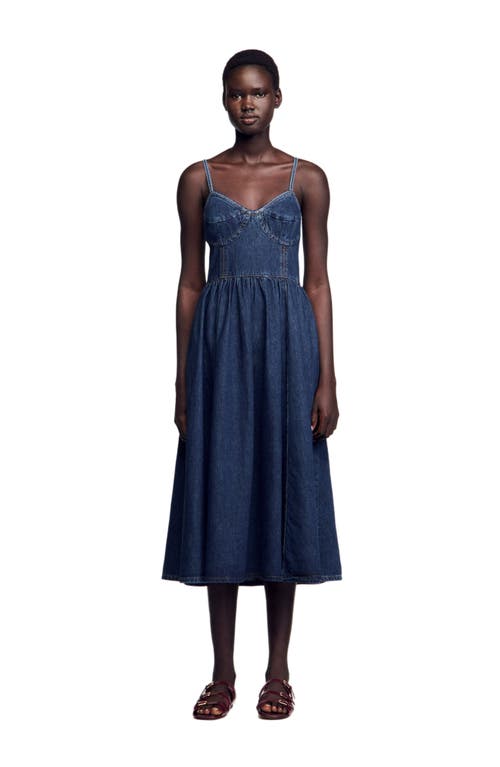 Shop Sandro Midi Denim Dress