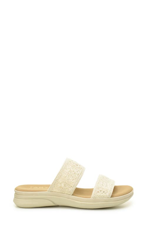 Taryn Rose Macramé Double Band Slide Sandal In Beige