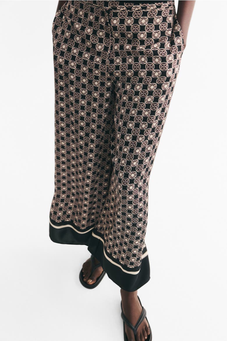 Wide-Leg Pants, Alternate, color, Black/patterned