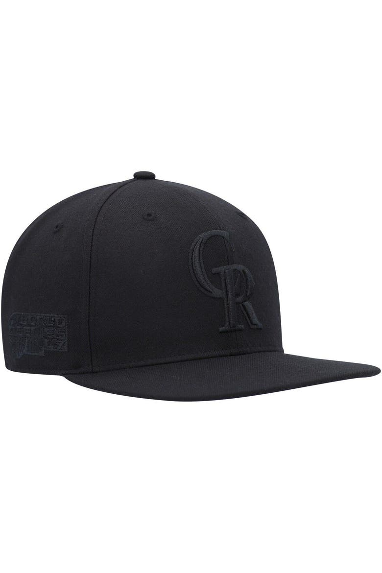 Men's '47 Colorado Rockies Black on Black Sure Shot Captain Snapback Hat, Main, color, Black