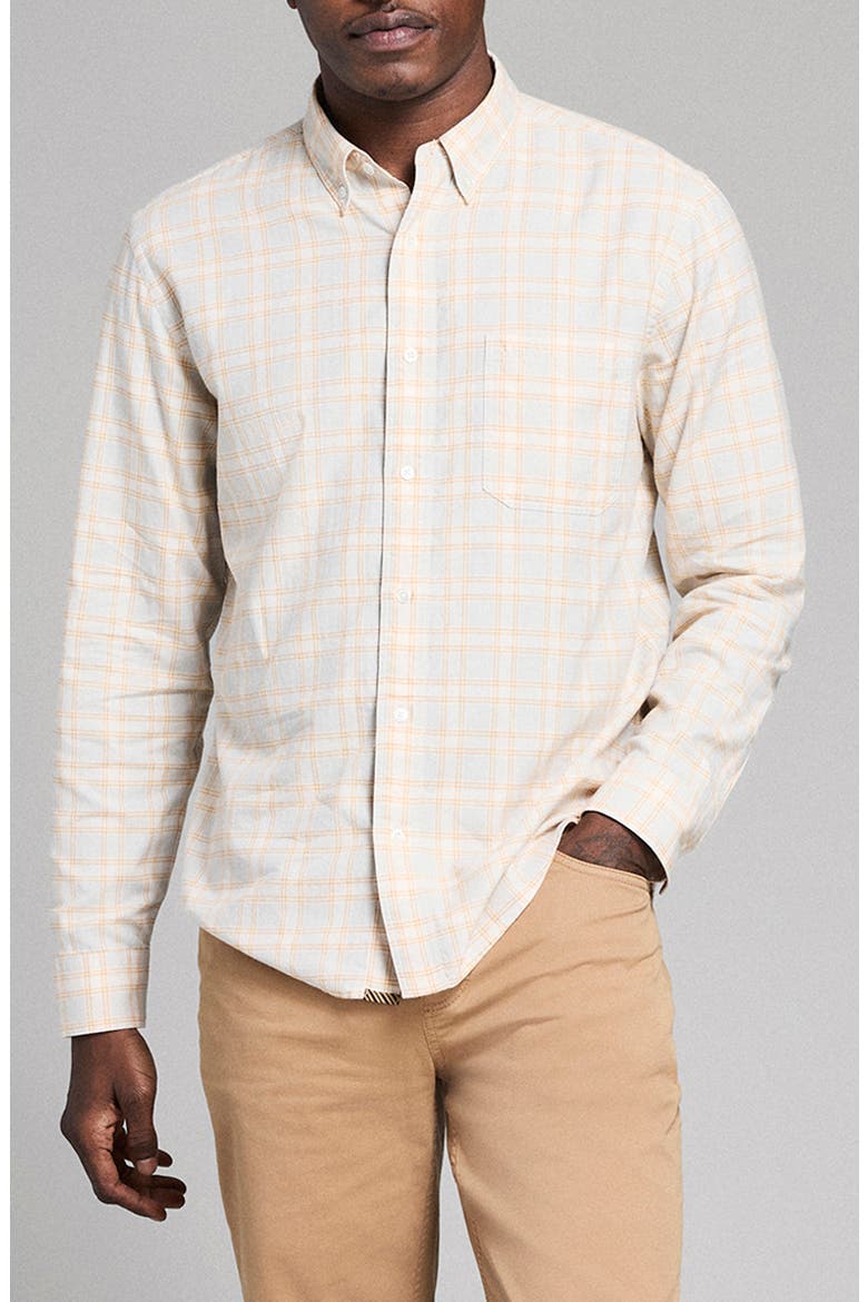 Tuscumbia Mélange Plaid Cotton Button-Down Shirt, Main, color, SILVER/ TAFFY