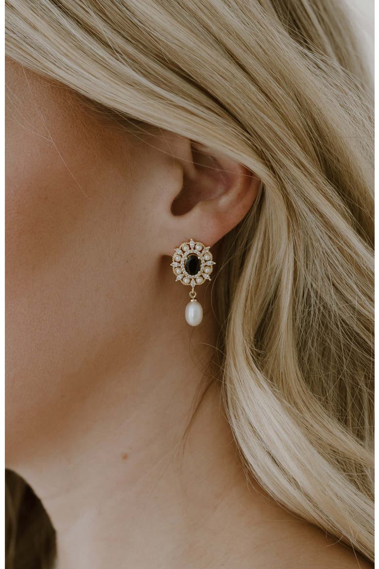 Gilded Pearl Drop Earrings, Alternate, color, Gold