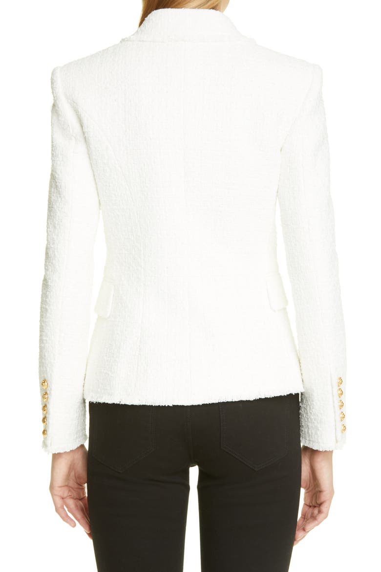 Double Breasted Tweed Jacket, Alternate, color, BLANC