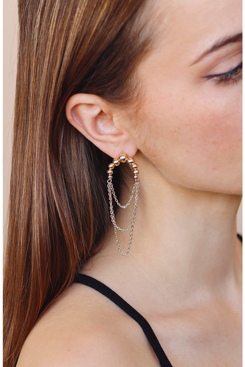 Gilded Chandelier Earrings, Alternate, color, GOLD