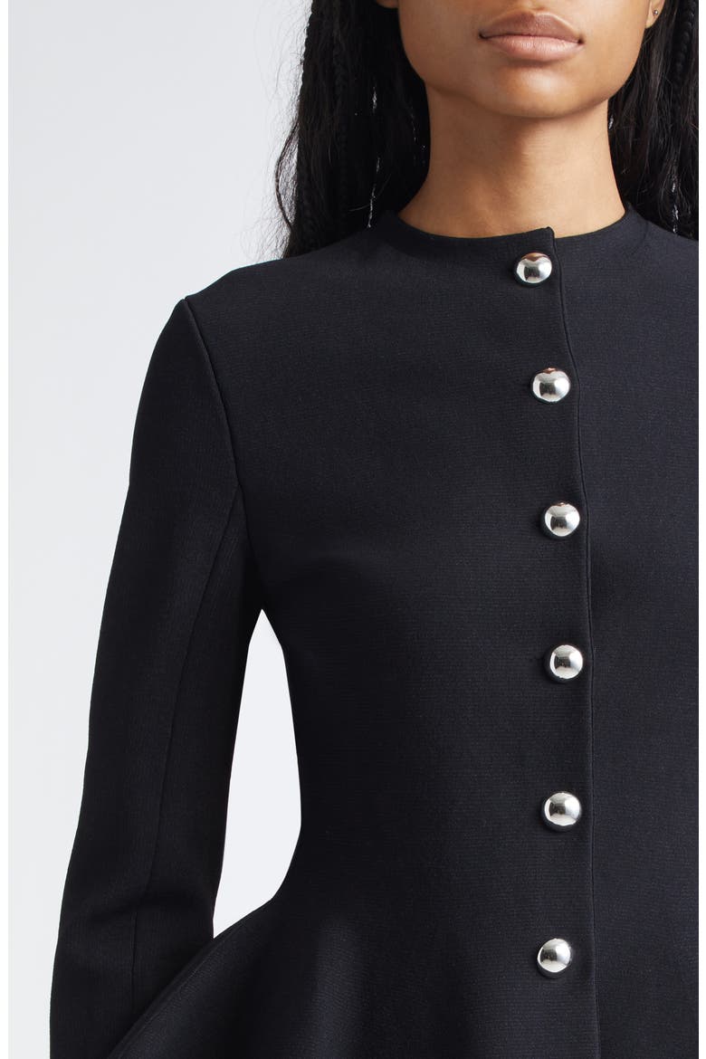 Dasha Compact Stitch Peplum Sweater Jacket, Alternate, color, BLACK