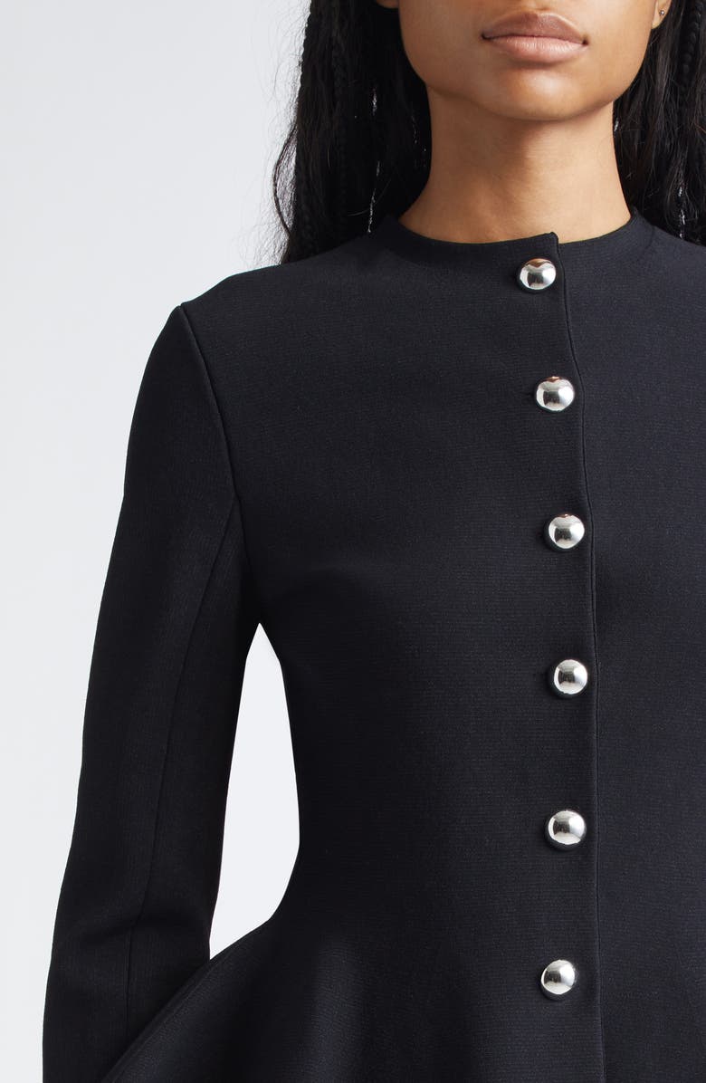 Proenza Schouler Dasha Compact Stitch Peplum Sweater Jacket, Alternate, color, Black