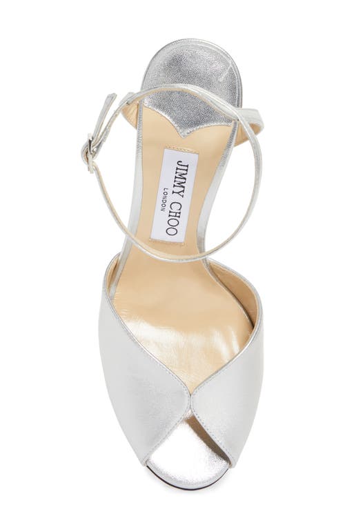 Jimmy Choo Sacaria Imitation Pearl Embellished Ankle Strap Sandal In Silver