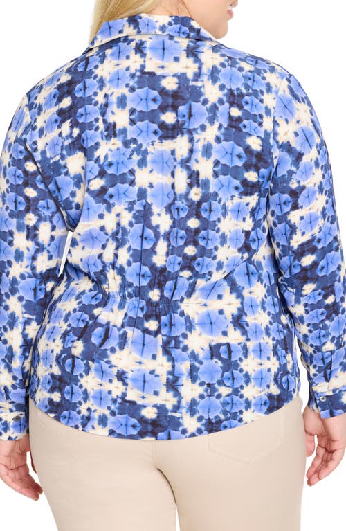 Nic + Zoe Nic+zoe Shibori Stone Button-up Shirt In Blue