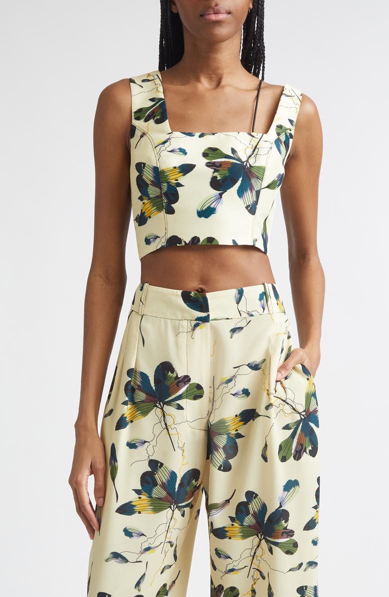 ISRAELLA KOBLA Carda Abstract Floral Crop Top, Main, color, Blooms Print