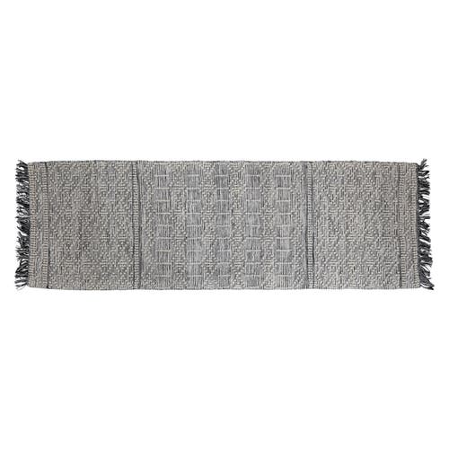 Storied Home Floor Runner With Pattern And Fringe In Gray