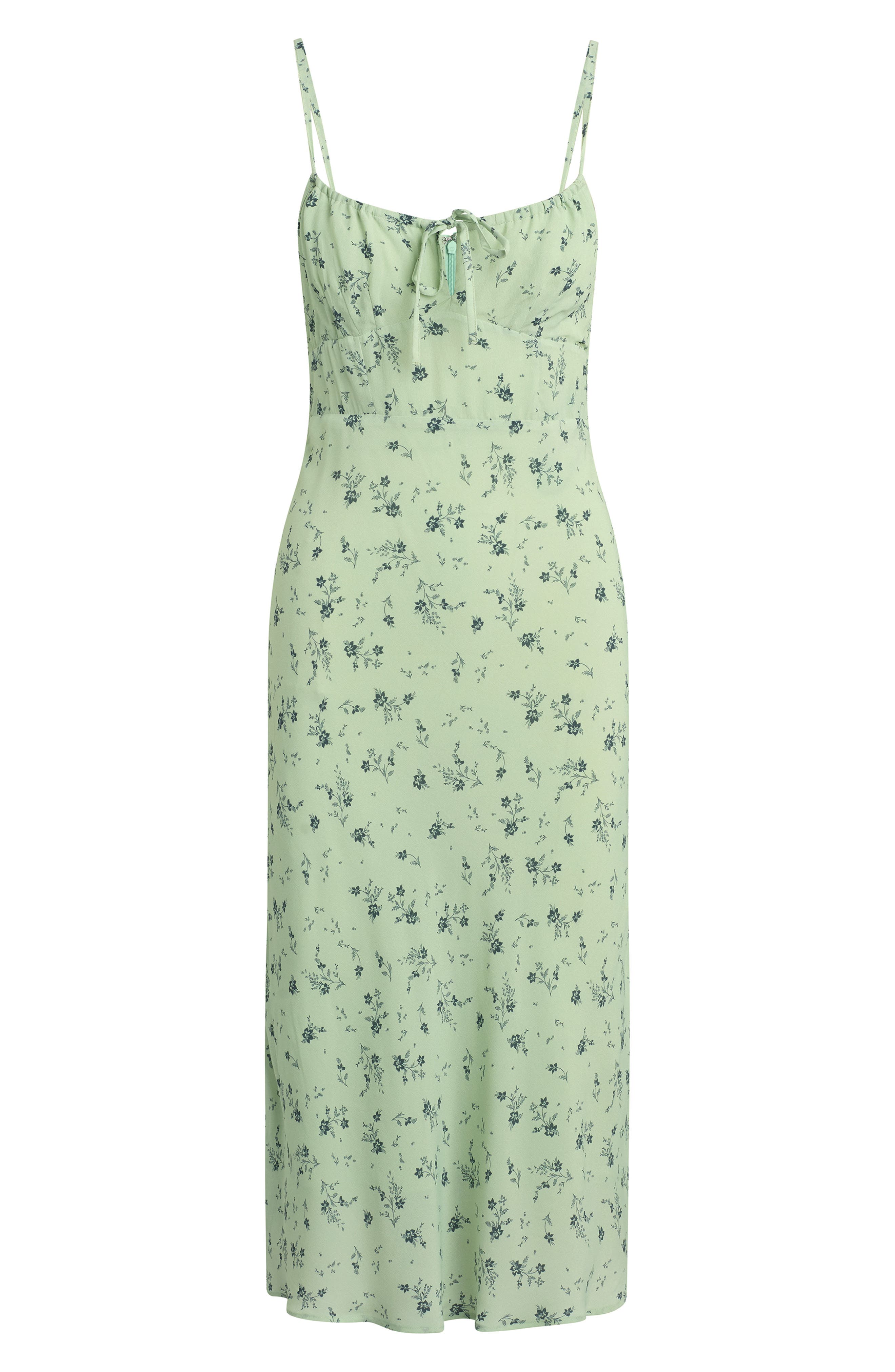 la hearts tie front midi dress green LA Hearts Tie Front Smocked Midi Dress