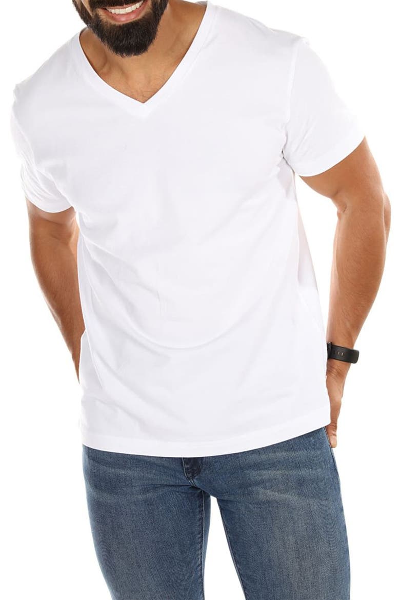 2-Pack Cool Stretch Cotton V-Neck Undershirts, Main, color, WHITE