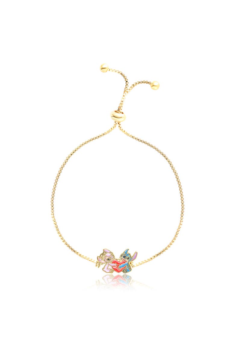 Adjustable Heart Lariat Bracelet, 18kt Gold Plated, Main, color, Gold
