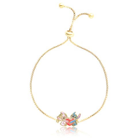 Adjustable Heart Lariat Bracelet, 18kt Gold Plated