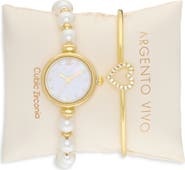 ARGENTO VIVO Mother-of-Pearl Watch & Heart Bangle Bracelet Set