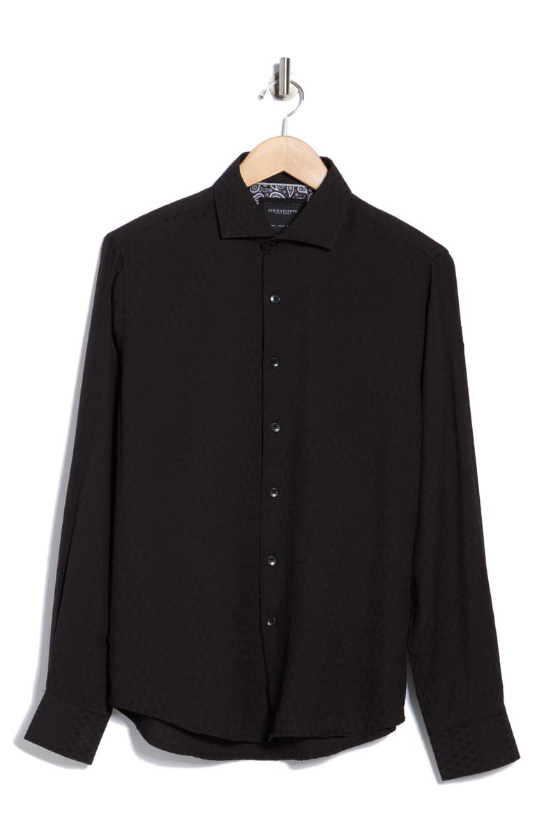 DENIM AND FLOWER Long Sleeve Button-Up Shirt, Alternate, color, Black