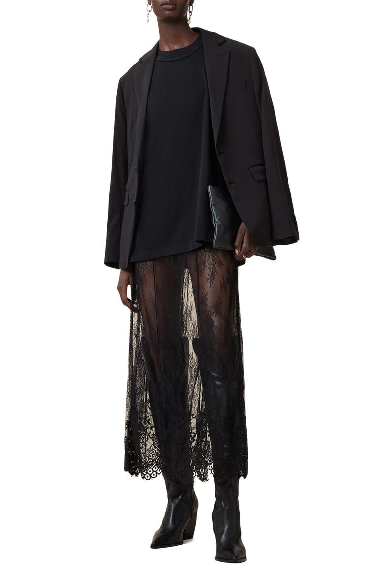 Arran Sheer Lace Maxi Skirt, Alternate, color, BLACK