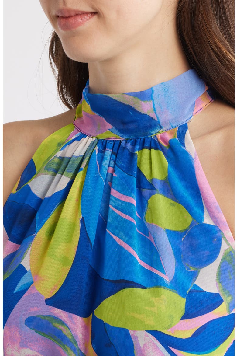 High-Low Halter Dress, Alternate, color, BLUE MULTI
